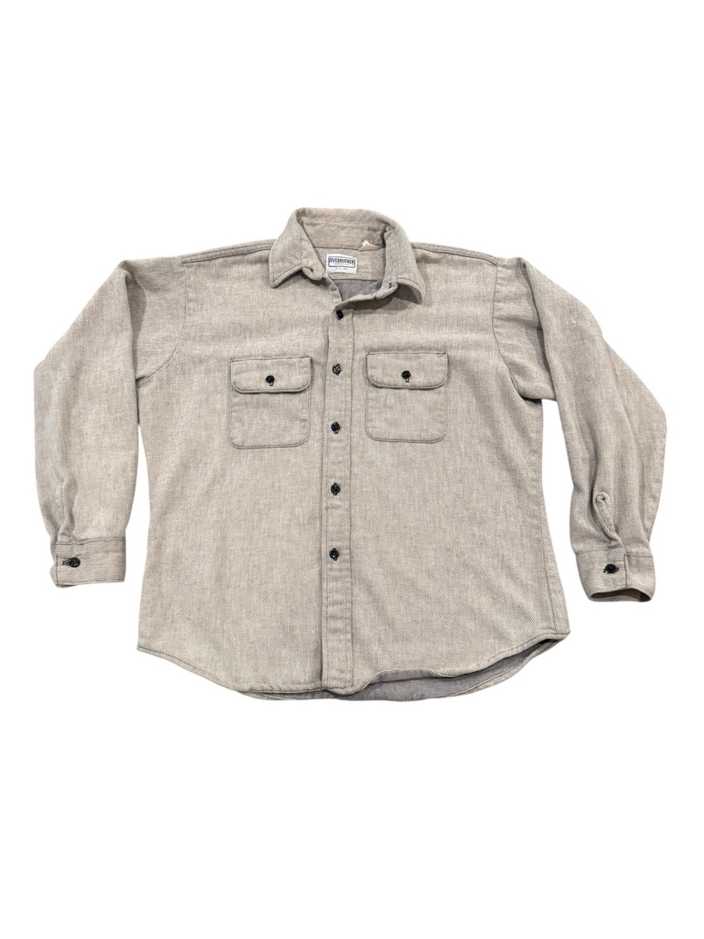 Vintage Five Brother Work Shirt USA Union Made Gray Herringbone Mens L